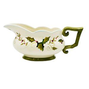 Tracy Porter Sweet Tidings Gravy Boat Footed Hand Painted Christmas Holiday VTG